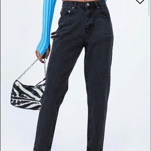 Princess Polly Zaiden Straight Leg Jeans Black Denim